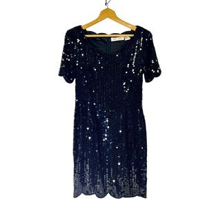 Vintage Niteline by Della Roufogali Black Sequin Dress SZ 12